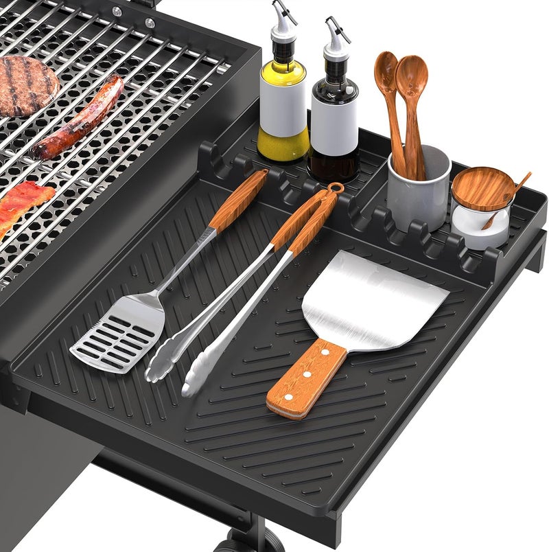 lanlw Silicone Grill Mat Compatible with Blackstone, Silicone Griddle Tools with Drip Pad, Spatula Mat for Outdoor Grill Kitchen Counter (Black) - Image 1